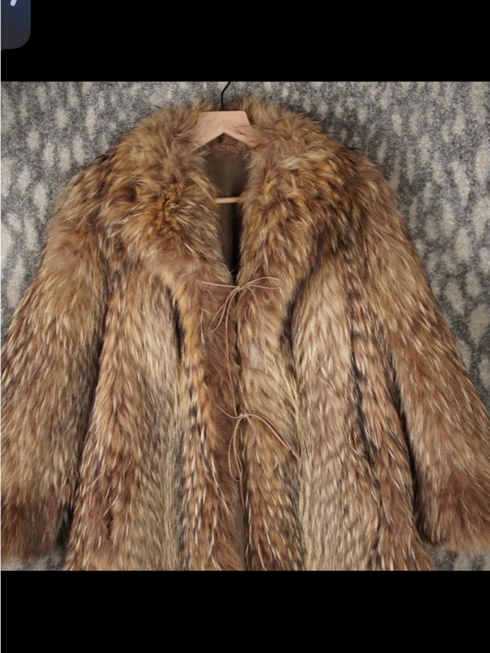 Vintage Japanese Raccoon Fur Coat Jacket Womens Size M Brown Striped Tanuki 80s - Picture 2 of 15